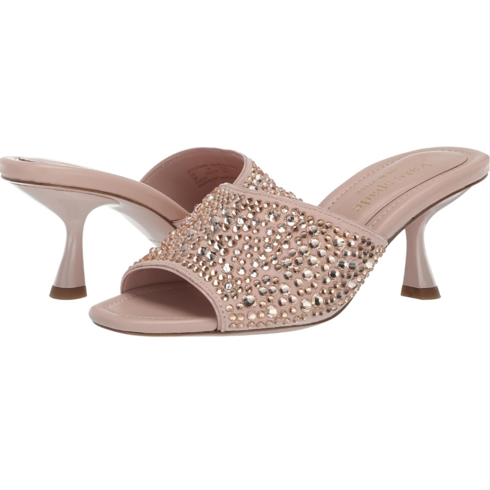 NWB kate spade new york Malibu Crystal Heeled Sandal Mochi Pink Size 10‎